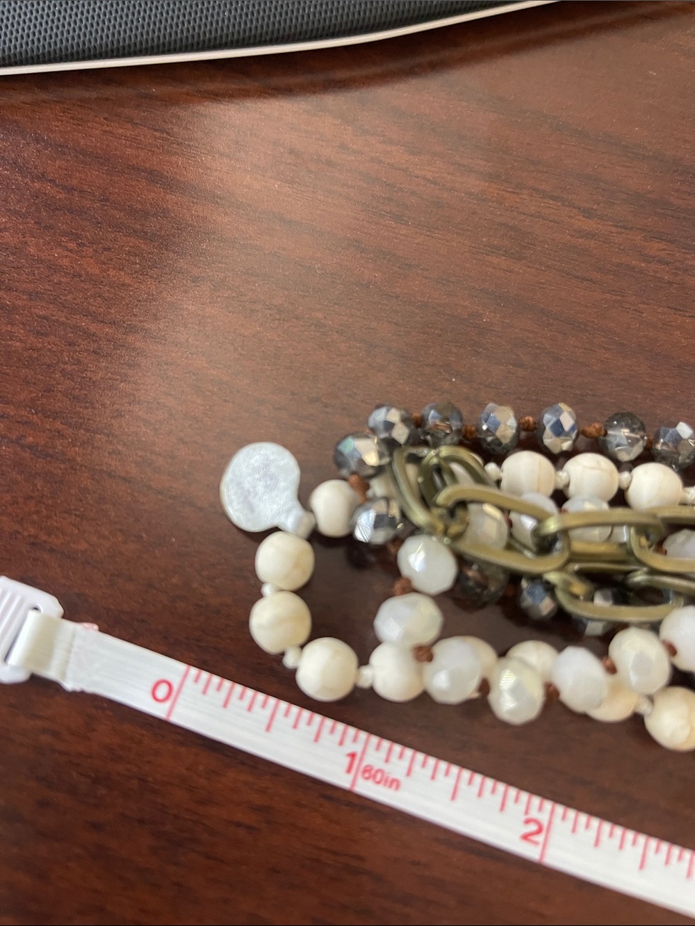 Boutique Multi-Strand Cream, Bronze & Grey Cross Necklace (NWT) and Bracelet - Picture 4 of 5